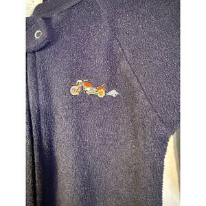 One Piece Footed Pajamas Navy Boys Size 4 Motorcycle Design Warm